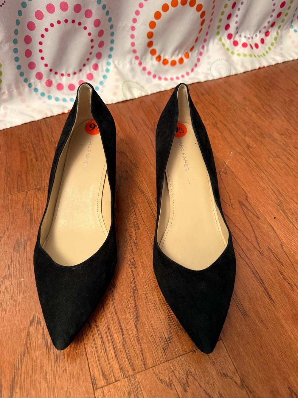Marc Fisher Black Suede Pointed Toe Pumps